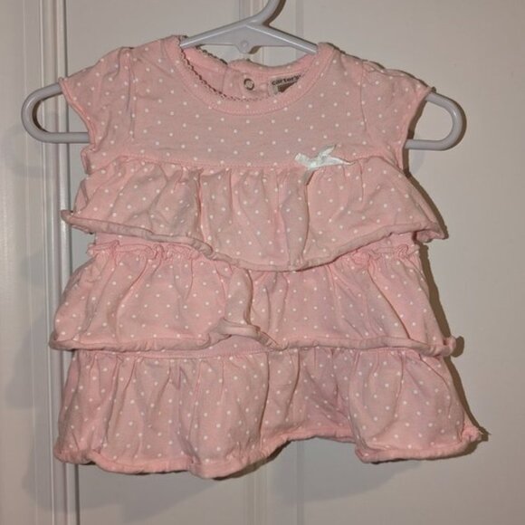 🐲3 FOR $9🦄 Carter's Polka Dot Ruffled Tiered Girls Top Shirt Blouse Tee 3m - Picture 1 of 3